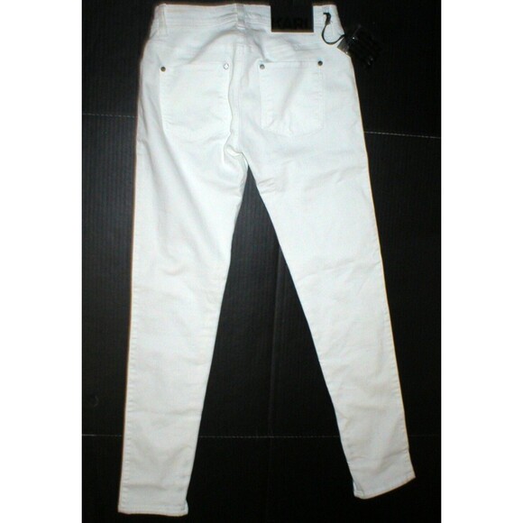 New NWT Designer Karl Lagerfeld White Jeans Womens Zipper Legs Skinny 27 Italy - Picture 8 of 8